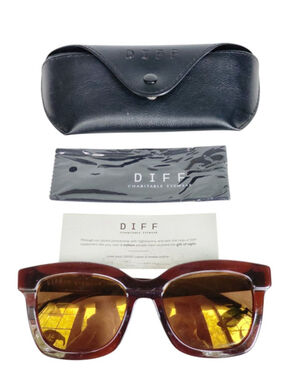 DIFF Carson Brown Gold Mirrored Sunglasses NEW